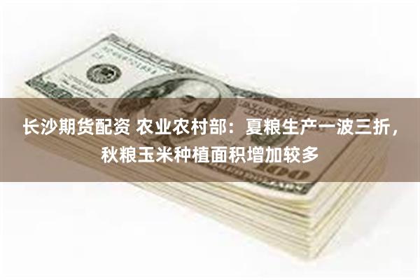 长沙期货配资 农业农村部：夏粮生产一波三折，秋粮玉米种植面积增加较多